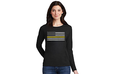 Image of Thin Blue Line Womens - Long Sleeve Classic Thin Gold Line - WOMEN-LS-CLASSIC-GOLD-BLACK-XL