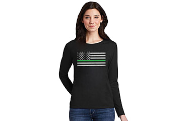 Image of Thin Blue Line Womens - Long Sleeve Classic Thin Green Line - WOMEN-LS-CLASSIC-GREEN-BLACK-MEDIUM