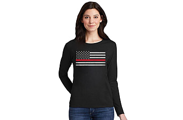 Image of Thin Blue Line Womens - Long Sleeve Classic Thin Red Line - WOMEN-LS-CLASSIC-RED-BLACK-XL