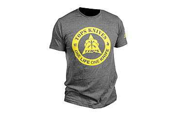 Image of Tops Knives One Life Logo Cotton/Polyester Tee, Charcoal Heather, 2XL, TS-1LCHA-2XL