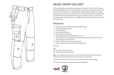 Image of TRU-SPEC 24-7 Series Tactical Teflon Pants - Mens, PolyCotton Ripstop, Black, Waist 30 in, Inseam 30 in, 1062043
