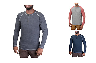 Image of Vertx Action Henley - Men's, Heather Charcoal, Heather Grey/Red, Indigo