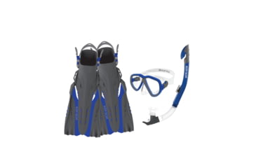 Image of Body Glove Azores Mask/Snorkel/Fin Snorkeling Set - Blue/Grey B0F19312, S/M, Blue/Grey, 17042SET-BLUGRY-S/M