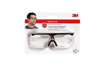 Image of 3M Landscaper Safety Eyewear,Black Frame,Clear Wrap-Around Lens, 90791-LG
