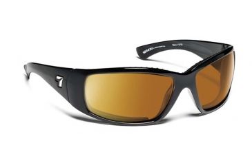 Image of 7 Eye Taku Full Wrap Sunglasses, Glossy Black Frame, Sharp View Copper Lens 570542
