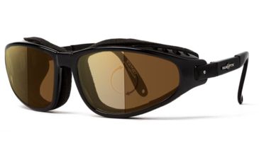 Image of 7Eye by Panoptix Mens AirShield Raptor FX Sunglasses, RX Ready, Glossy Black Frame, Photochromic Day/Night Contrast Lens, S-L 110527
