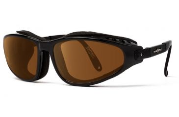 Image of 7Eye by Panoptix Mens AirShield Raptor FX Sunglasses, RX Ready, Glossy Black Frame, SharpView Copper Lens, S-L 110542