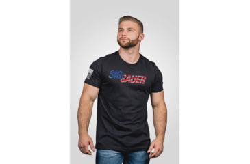 Image of Nine Line Sig Sauer USA Flag Short Sleeve Shirt Black L 65C19674, NVSIGUSATSBLACKM