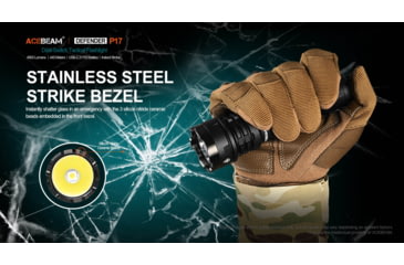 Image of Acebeam Defender P17 LED Tactical Flashlight, Li-Ion Battery, 4900 Lumen, Black, 147x41x26mm, P17 Black