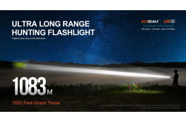 Image of Acebeam L19 2.0 Long Range Flashlight, 21700 Li-Ion Battery, 2200 Lumen, Black, 163.8x60x25.4mm, L19 2.0 White SFT40