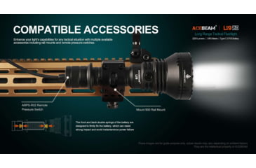 Image of Acebeam L19 2.0 Long Range Flashlight, 21700 Li-Ion Battery, 2200 Lumen, Black, 163.8x60x25.4mm, L19 2.0 White SFT40