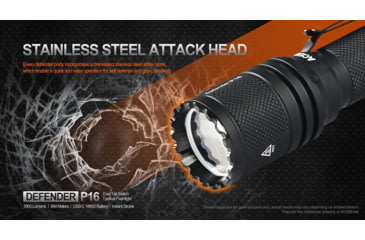 Image of Acebeam Tactical Defender P16 Flashlights, Li-Ion Battery, 1800 Lumens, Tail-Dual Switch, Black, P16