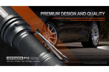 Image of Acebeam Tactical Defender P16 Flashlights, Li-Ion Battery, 1800 Lumens, Tail-Dual Switch, Black, P16