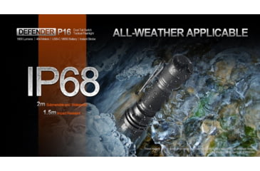 Image of Acebeam Tactical Defender P16 Flashlights, Li-Ion Battery, 1800 Lumens, Tail-Dual Switch, Black, P16