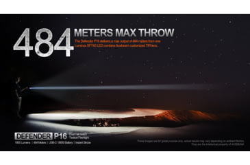 Image of Acebeam Tactical Defender P16 Flashlights, Li-Ion Battery, 1800 Lumens, Tail-Dual Switch, Black, P16