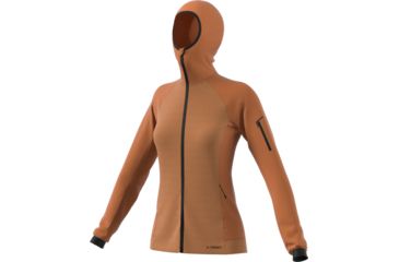 Image of Adidas Terrex Demo, Stockhorn Fleece Hooded Jacket II - Women's, Tech Copper, Small, DZ0765-S-DEMO