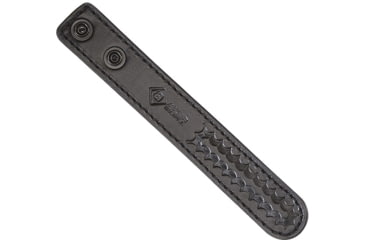 Image of Aker Leather Model 530 Double Snap 1inch Wide Belt Keepers, Chrome Snap, Basketweave, Black, A530-BW-CH