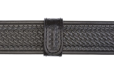 Image of Aker Leather Model 530 Double Snap 1inch Wide Belt Keepers, Chrome Snap, Basketweave, Black, A530-BW-CH