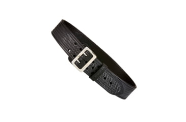 Image of Aker Leather Model B03 2.25inch Half Leather Lined Sam Browne Belts, Chrome Buckle, 46 in, Basketweave, Black, B03-BW-46-CH