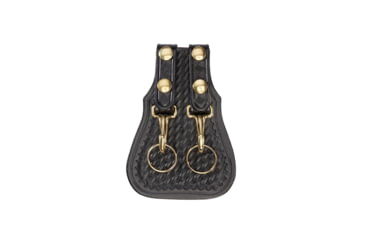 Image of Aker Leather Key Flap, Double Jailers Brass, Basketweave, Brass Snap, Black, A562-BW-BR