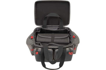 Image of Allen Competitor Premium Molded Lockable Range Bag, Internal Tote and Fold-Up Gun Mat, Heather Gray/Red, 16.6 in x 9 in x 11.8 in, 8325