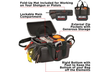 Image of Allen Competitor Premium Molded Lockable Range Bag, Internal Tote and Fold-Up Gun Mat, Heather Gray/Red, 16.6 in x 9 in x 11.8 in, 8325