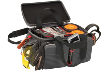 Image of Allen Competitor Premium Molded Lockable Range Bag, Internal Tote and Fold-Up Gun Mat, Heather Gray/Red, 16.6 in x 9 in x 11.8 in, 8325