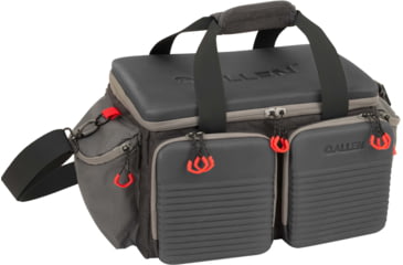 Image of Allen Competitor Premium Molded Lockable Range Bag, Internal Tote and Fold-Up Gun Mat, Heather Gray/Red, 16.6 in x 9 in x 11.8 in, 8325