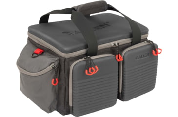Image of Allen Competitor Premium Molded Lockable Range Bag, Internal Tote and Fold-Up Gun Mat, Heather Gray/Red, 16.6 in x 9 in x 11.8 in, 8325