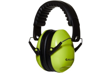 Image of Allen Youth Sound Shield Foldable Safety Earmuffs, 21 dB NRR, ANSI S3.19 &amp; CE EN352-1 Hearing Protection Rated, Black/Chartreuse, One Size, 2327
