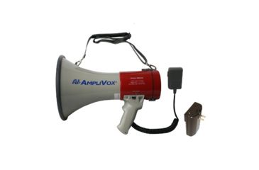 Image of AmpliVox Mity-Meg 25 Watt Megaphone with Detachable Mic and Rechargeable Lithium Battery Bundle, Red, White, SB602MR