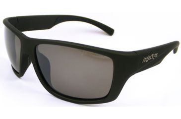 Image of Angler Eyes AE 27 Sunglasses, Rubberized Utility Green Frame, Smoke with Silver Flash Mirror Polarized Lenses, 10232952.FGX