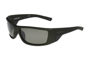 Image of Angler Eyes AEP 1801 Sunglasses, Rubberized Utility Green Frame, Smoke with Silver Flash Mirror Polarized Lenses, 10242551.FGX