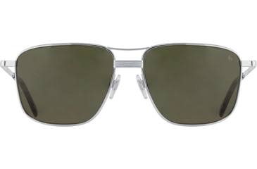 Image of AO Airman Sunglasses - Mens, Silver, Calobar Green AOLite Nylon Lenses, Silver / Calobar Green Lens, 56-15-145, AIR356STSMGNN