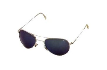 Image of American Optical Flight Gear II Sunglasses Gold Frame Blue Mirror Lens Wire Spatula Temples