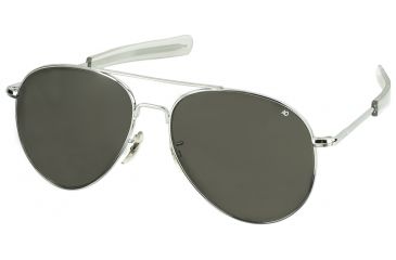 Image of AO Flight Gear General Sunglasses, Bayonet, Silver Frame, True Color Gray Glass Lens, 58mm, 30582