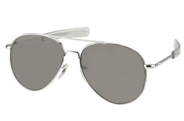Image of AO Flight Gear General Sunglasses, Bayonet, Silver Frame, True Color Gray Glass Lens, Polarized, 58mm, 30600
