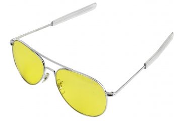 Image of AO Flight Gear General Sunglasses, Bayonet, Silver Frame, Yellow Lens, 58mm, 30654