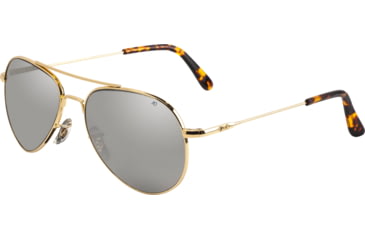 Image of AO Flight Gear General Sunglasses, Wire Spatula, Gold Frame, Silver Mirror Lens, 52mm, 31625