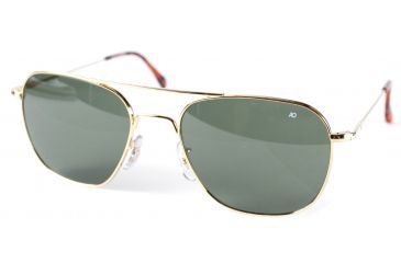 Image of AO Original Pilot Sunglasses, Gold, Wire Spatula, Green Glass Lenses - 52mm G-TCGG-WS-52