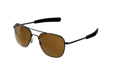 Image of AO Original Pilot Sunglasses, Bayonet, Black Frame, HC Amber Poly Lens, Polarized, 57mm, 30107