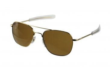 Image of AO Original Pilot Sunglasses, Bayonet, Gold Frame, Brown Glass Lens, Polarized, 52mm, 32103