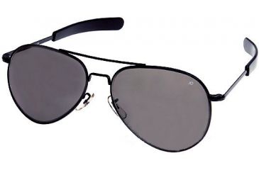 Image of American Optical Flight Gear General Series Sunglasses Black Frame True Color Gray Glass Lens Bayonet Temples