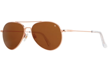 Image of AO General Sunglasses, Rose Gold, Cosmetan Brown SkyMaster Glass Lenses, Polarized, 55-14-140 B47, GEN555STCLBNG-P