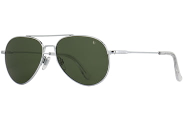 Image of AO General Sunglasses, Silver, Calobar Green SkyMaster Glass Lenses, 58-14-145 B52.5, GEN258STSMGNG
