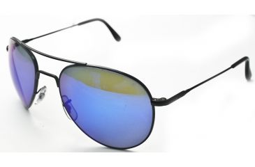 Image of AO II 8-Base Sunglasses, Black, Wire Spatula, 55mm, Blue Mirror Lens - Sm/Med B-BMP-WS-55