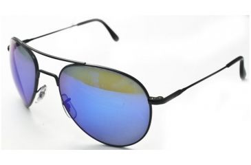 Image of AO II 8-Base Sunglasses, Black, Wire Spatula, 58mm, Blue Mirror Lens - Large B-BMP-WS-58