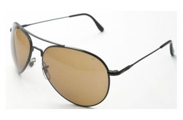 Image of AO II 8-Base Sunglasses, Black, Wire Spatula, HC Amber Lens, 55mm, Sm/Med B-HCBP-WS-55