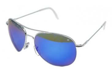 Image of AO II 8-Base Sunglasses, Slvr, Wire Spatula, Blue Mirror Poly Lens, 55mm, Small/Medium S-BMP-WS-55