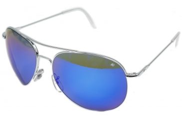 Image of Ao Ii 8 Base Sunglasses Silver Wire Spatula Blue Mirror Poly Lens 58mm Large S Bmp Ws 58